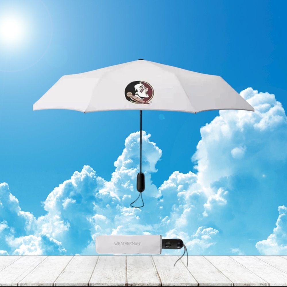 FSU Weatherman Florida State University White Umbrella with Seminole Logo